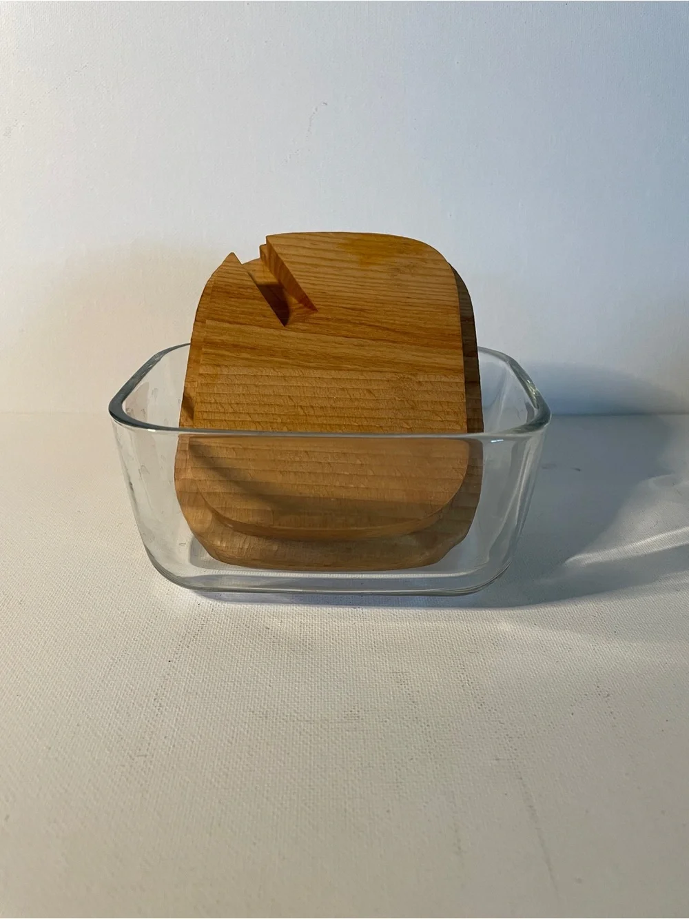 Glass Food Storage Container with Wood Grain Lid